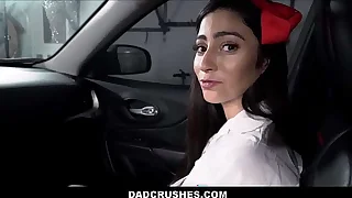 Hot Latina Teen Step Daughter With Braces Jasmine Vega Fucked By Step Dad In Back Seat Of His Passenger car After She Is Caught Highway Panties